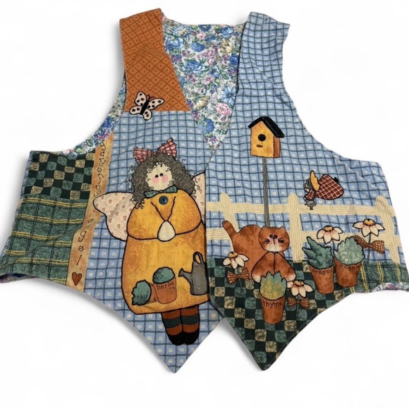 Handmade vintage oversized reversible vest - Picture 2 of 6